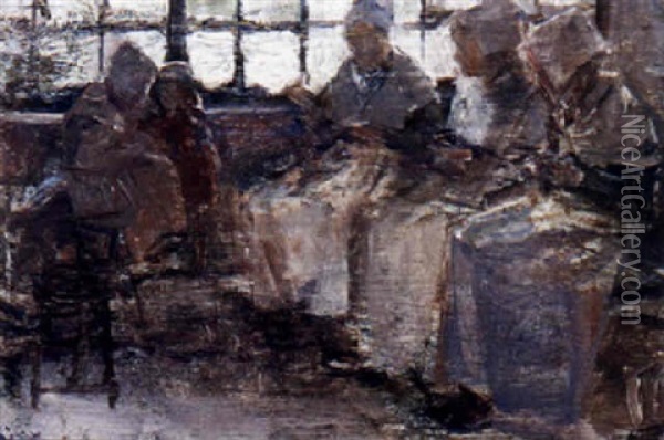 Old Women Sewing, No.10 Oil Painting - Walter Gay