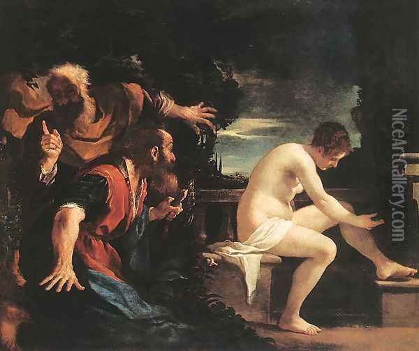 Susanna And The Elders 1617 Oil Painting - Giovanni Francesco Barbieri