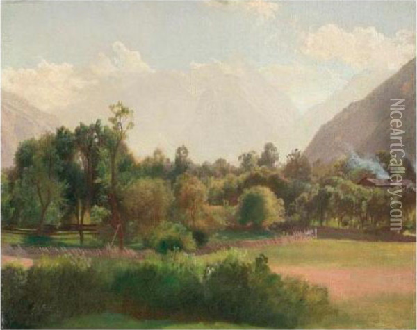 Eschenlohe Bei Murnau Oil Painting - Johann Gottfried Steffan