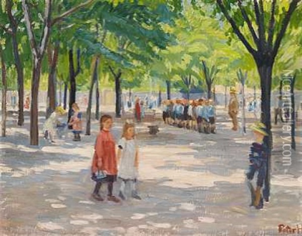 Born Pa Enghave Plads Oil Painting - Peter Marius Hansen