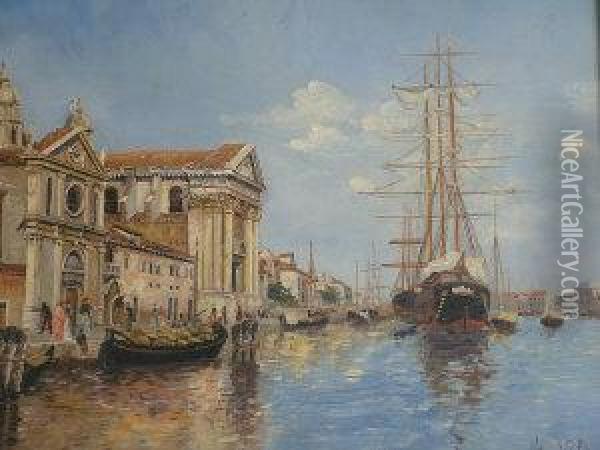 Clipper Ships On The Grand Canal, Venice Oil Painting - Camillo da Vito