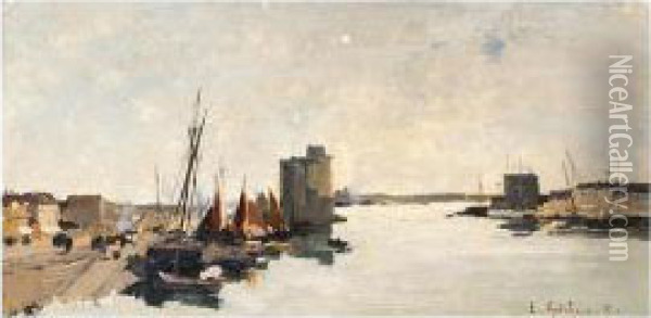 Harbour View, Strengthened 
Signature And Date 89, Oil On Panel, 21.5 X 41 Cm.; 8 1/2 X 16 In Oil Painting - Emile Godchaux