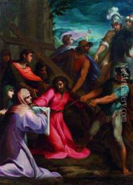 Cristo Caduto Sotto La Croce E La Veronica Oil Painting - Pietro Sorri