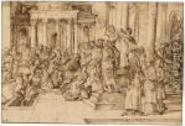 The Raising Of Lazarus Oil Painting - Domenico Campagnola