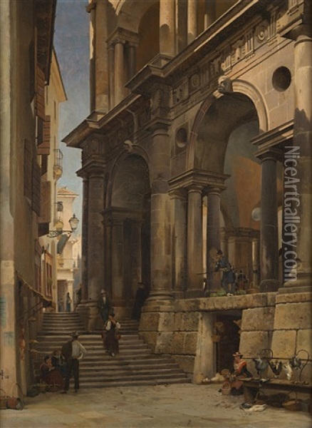 Scorcio Di Vicenza Oil Painting - Horatio Greenough