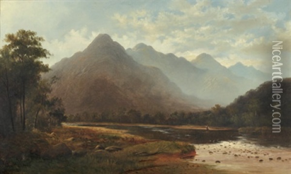 The Shag River, Otago Oil Painting - Thomas Reginald Attwood