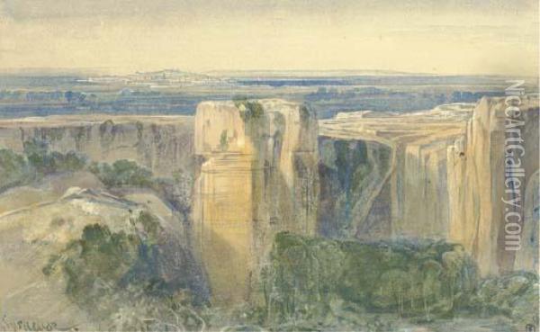 The Quarries Of Syracuse, Sicily, Italy Oil Painting - Edward Lear