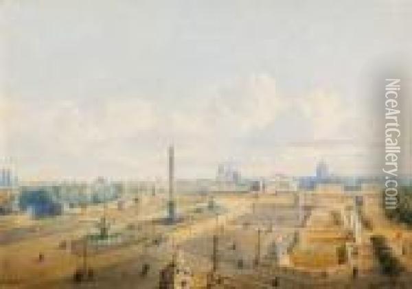 Place De La Concorde Oil Painting - Gaspard Gobaut
