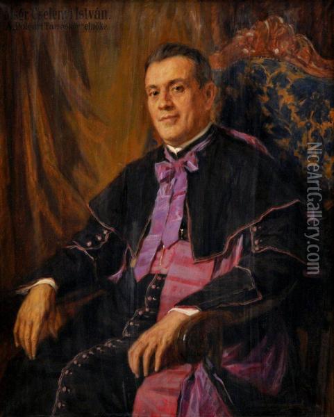 Portret Msgr. Istvana Cselenyiho Oil Painting - Elemer Halasz-Hradil