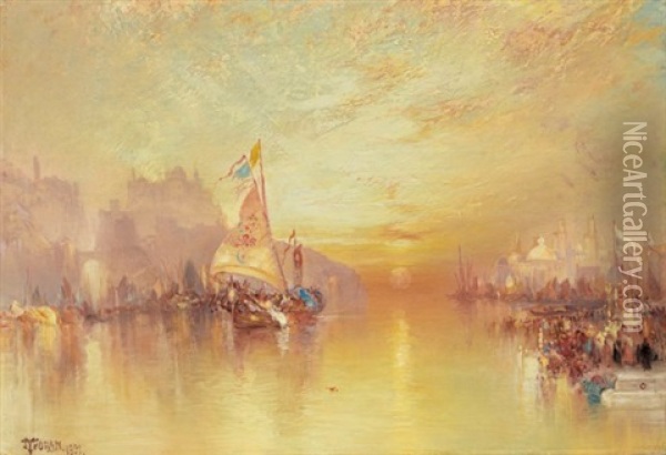 A Scene From Lalla Rookh Oil Painting - Thomas Moran