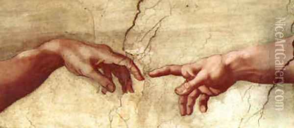 Creation of Adam Hands only Oil Painting - Michelangelo Buonarroti