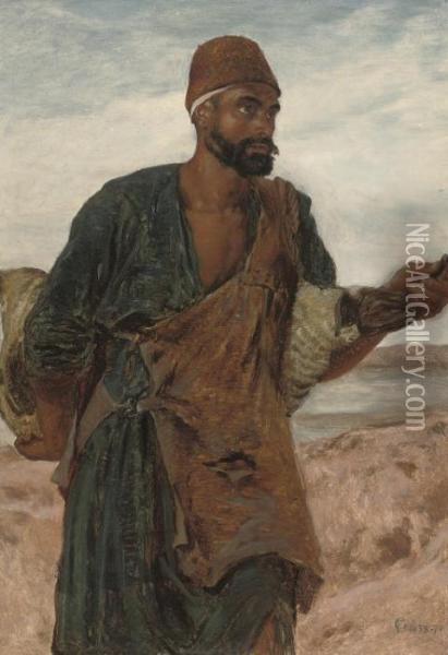 A Bedouin Hunter Oil Painting - Frederick Goodall