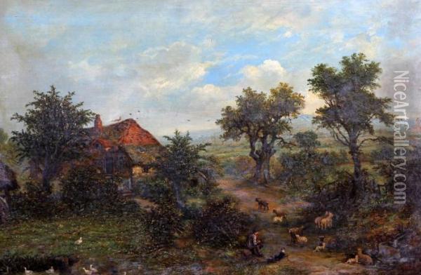 A Cottage On The Road-side Near Malvern In Spring Oil Painting - William R. Stone