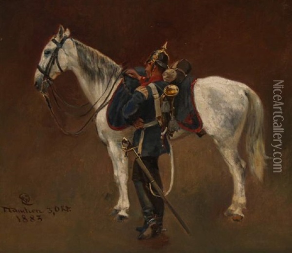 Gesatteltes Pferd Oil Painting - Wilhelm Emele