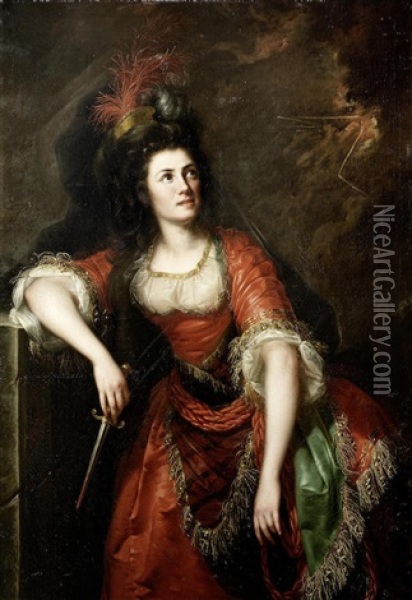 Portrait Of Johanna Sacco As Medea Oil Painting - Joseph Hickel