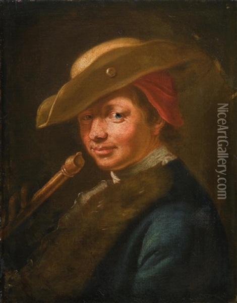 Ein Mann Mit Hut Und Flote Oil Painting - Giacomo Ceruti