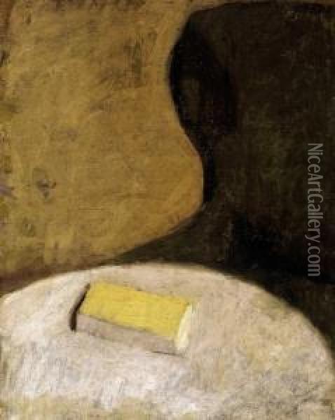 Still Life With A Yellow Book Oil Painting - Robert Bereny