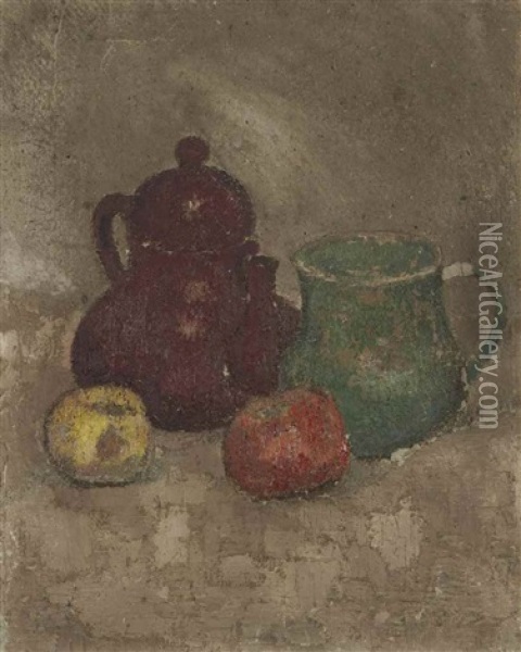 Nature Morte Aux Pommes, A La Cruche Et A La Theiere Oil Painting - Georges Rasetti