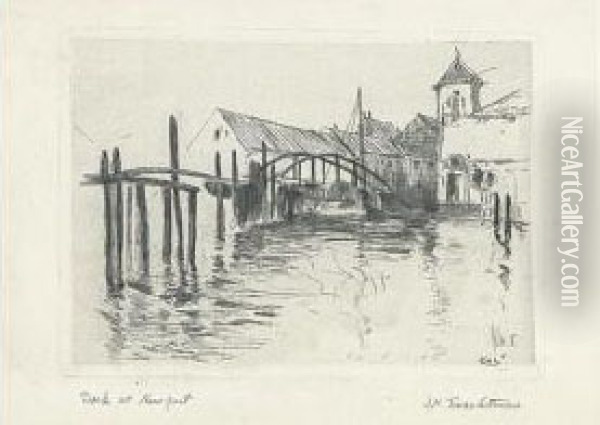 Docks At Newport. Oil Painting - John Henry Twachtman