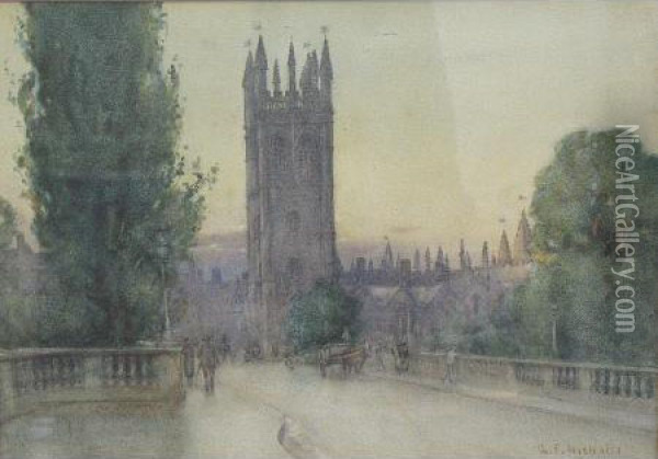 An Oxford Street Scene Oil Painting - George F. Nicholls