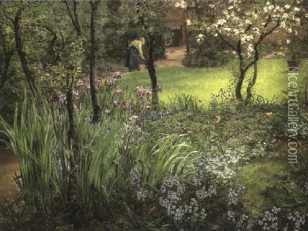 London Garden Oil Painting - Thomas Matthews Rooke