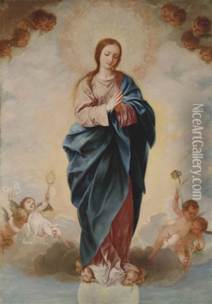 The Immaculate Conception (collab. W/studio) Oil Painting - Alonso Cano