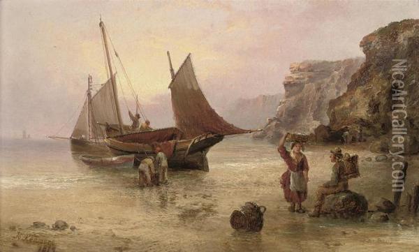 Unloading The Catch; And Sorting The Catch Oil Painting - Henry Redmore