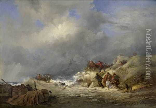 Schiffbruch An Der Hollandischen Kuste Bei Scheveningen Oil Painting - Jan Kuypers