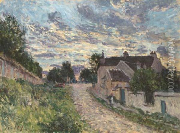 Un Chemin A Louveciennes Oil Painting - Alfred Sisley