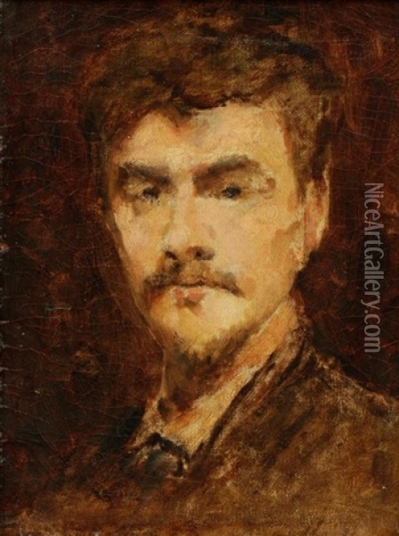A Self-portrait Of The Artist Oil Painting - Maurice Bompard