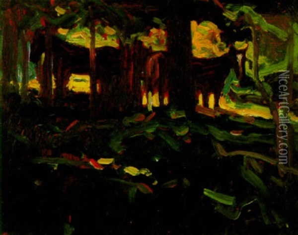 Horses By The River Oil Painting - James Edward Hervey MacDonald