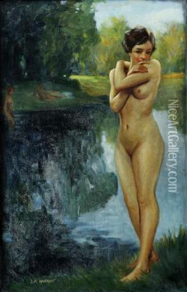 Stojaci Zensky Akt V Prirode Oil Painting - Jules Armand Hanriot