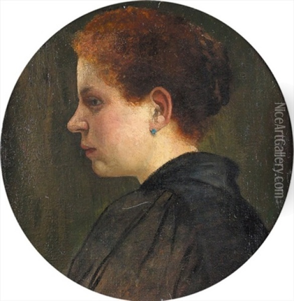 Portrat Einer Jungen Frau Mit Roten Haaren Oil Painting - Richard Sterer