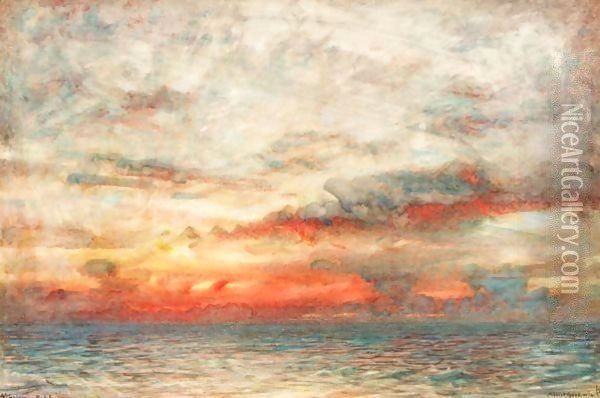 Afterglow, Red Sea Oil Painting - Albert Goodwin