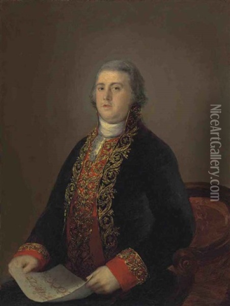 Portrait Of Don Juan Lopez De Robredo, Embroiderer To King Carlos Iv Of Spain Oil Painting - Francisco Goya