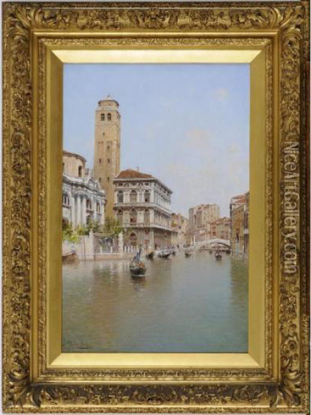 Venice: The Campanile Dei Frari, S. Geremia And Palazzo Labia Oil Painting - Rafael Senet y Perez