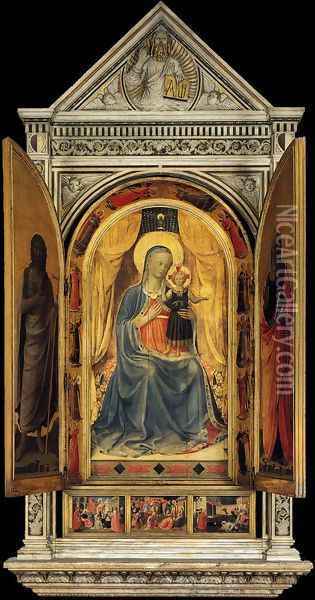 Linaioli Tabernacle (shutters open) 1433 Oil Painting - Angelico Fra