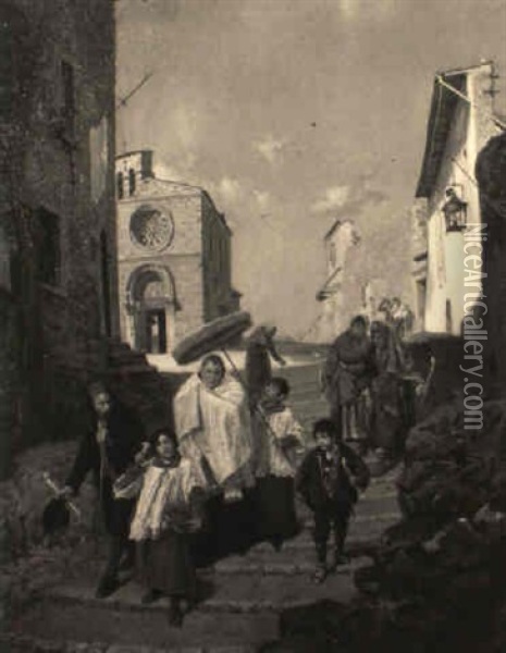 The Easter Procession Oil Painting - Ettore Ximenes