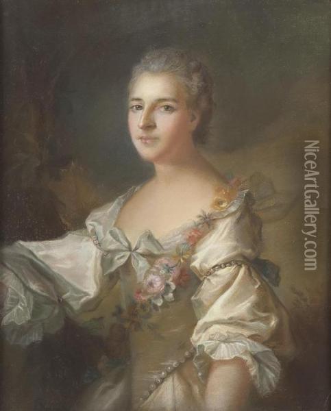 Portrait Einer Vornehmen Dame Mit Blumengirlande Oil Painting - Jean-Marc Nattier