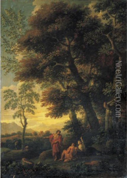 A Landscape With Figures Resting In The Foreground Oil Painting - Jan Frans Van Bloemen (Orizzonte)