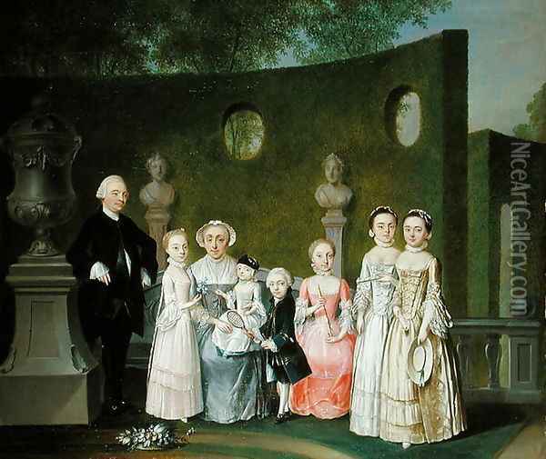 A Family Portrait, 1766 Oil Painting - Johann Heinrich Strumpff