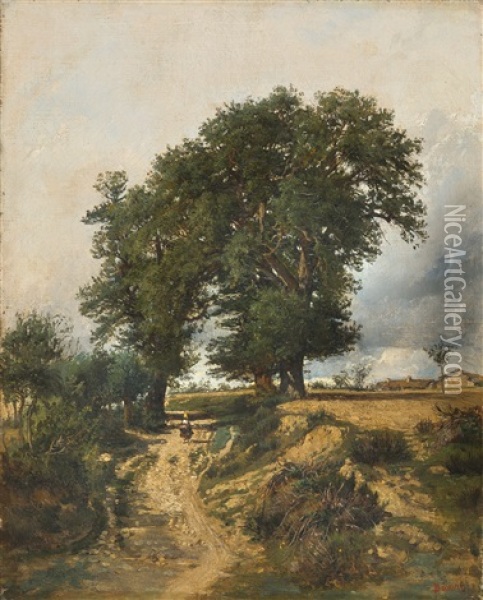 Landschaft Mit Bauerin Auf Einem Weg Oil Painting - Victor Marie Felix Danvin