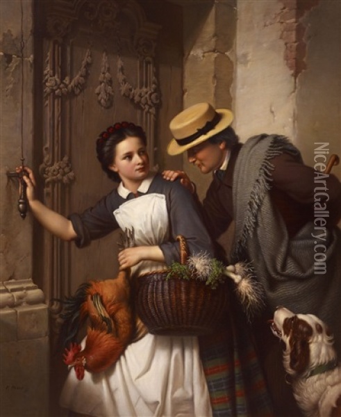 The Cavalier And The Girl Oil Painting - Ferdinand Minor
