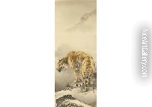 Tiger Oil Painting - Suiseki Ohashi