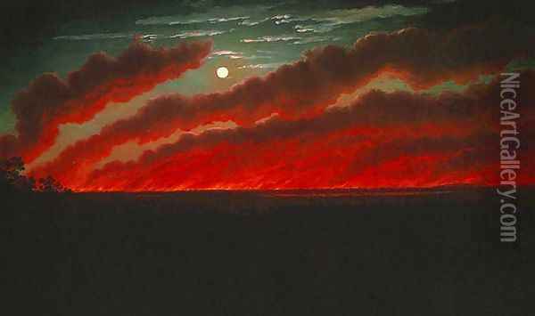 Bush Fire Between Mt Elephant and Timboon Oil Painting - Eugene von Guerard