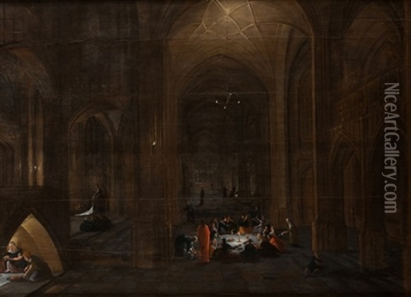 Interior De Iglesia Con La Ultima Cena Oil Painting - Hendrick van Steenwyck the Younger