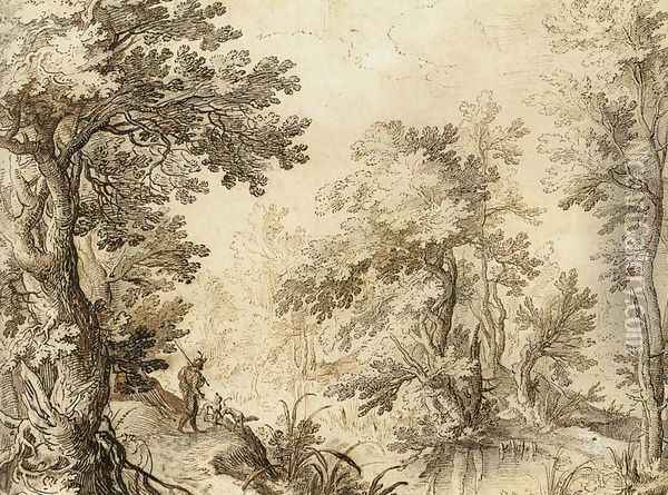 A Forest Pool 1595-1600 Oil Painting - Paul Bril