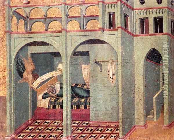 Predella panel The Annunciation to Sobac Oil Painting - Pietro Lorenzetti