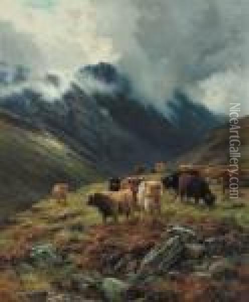 Glencoe, Trailing Mists Oil Painting - Louis Bosworth Hurt