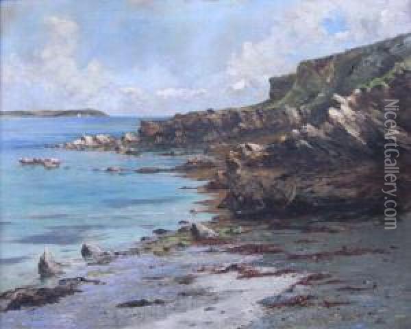 Summer Low Tide On A Cornish Coastline Oil Painting - Edward Matthew Hale